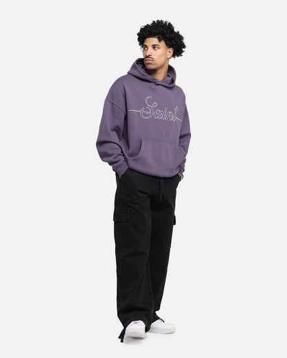 Saint Morta Cursive Boxy Hoodie Purple