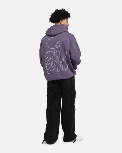 Saint Morta Cursive Boxy Hoodie Purple