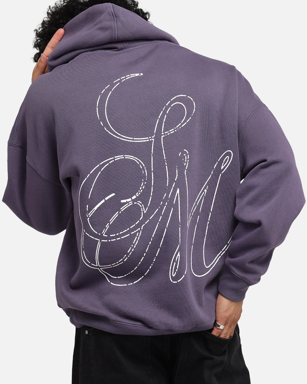 Saint Morta Cursive Boxy Hoodie Purple