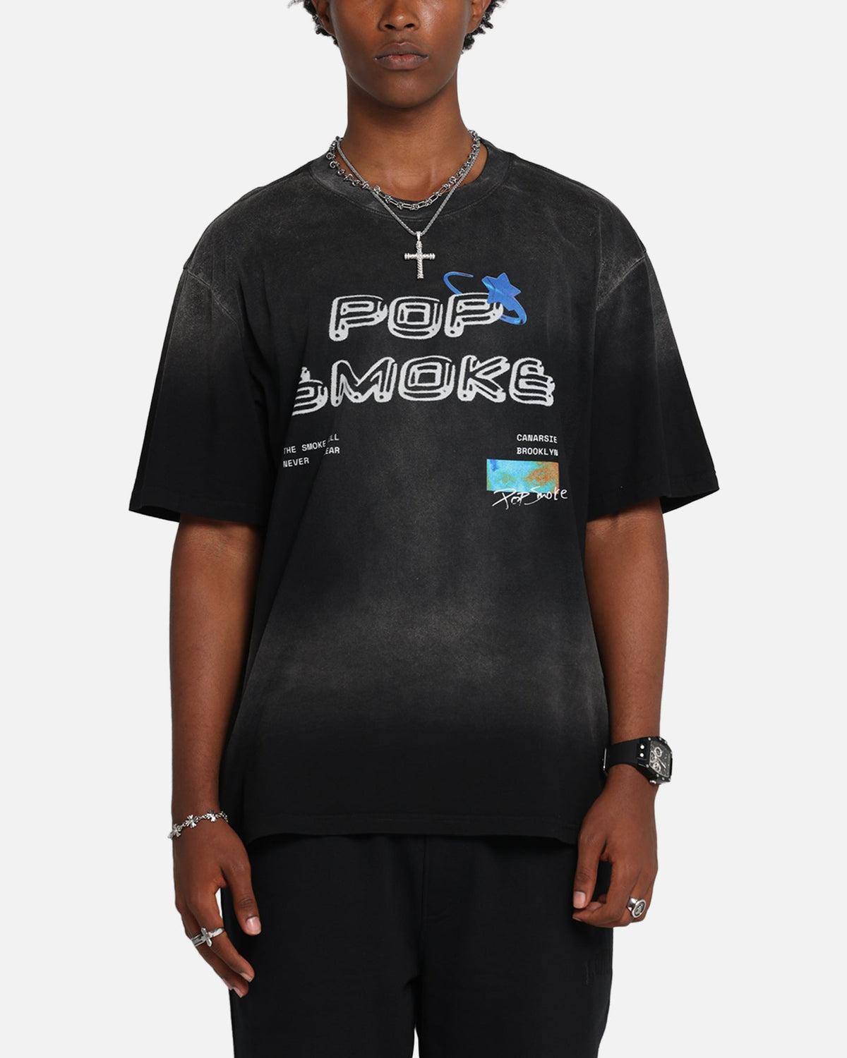 Pop Smoke Never Clear T-Shirt Black Wash