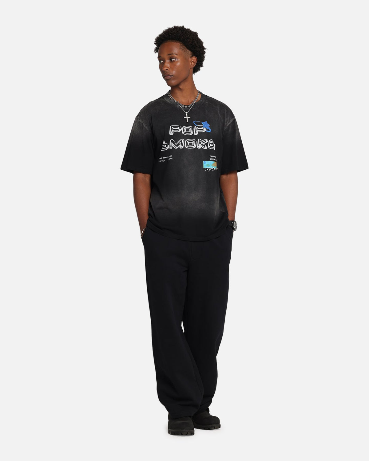 Pop Smoke Never Clear T-Shirt Black Wash