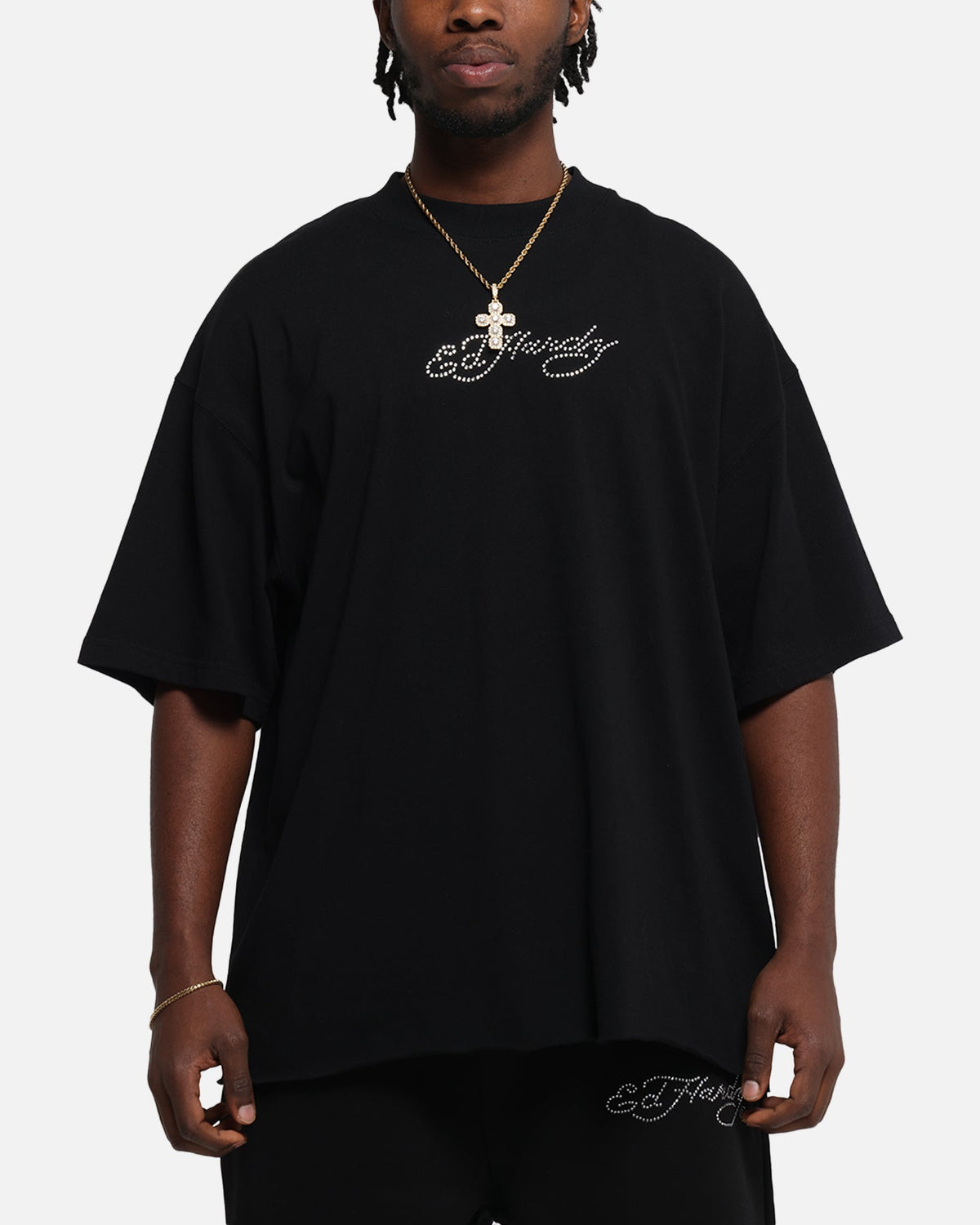 Ed Hardy Techno Rhinestone T-Shirt Black