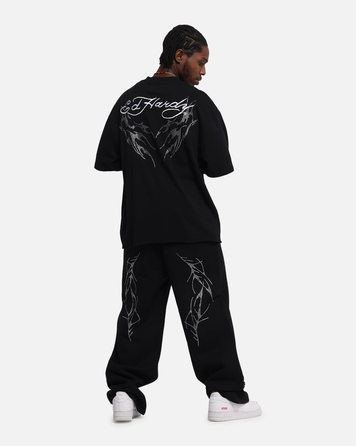 Ed Hardy Techno Rhinestone T-Shirt Black