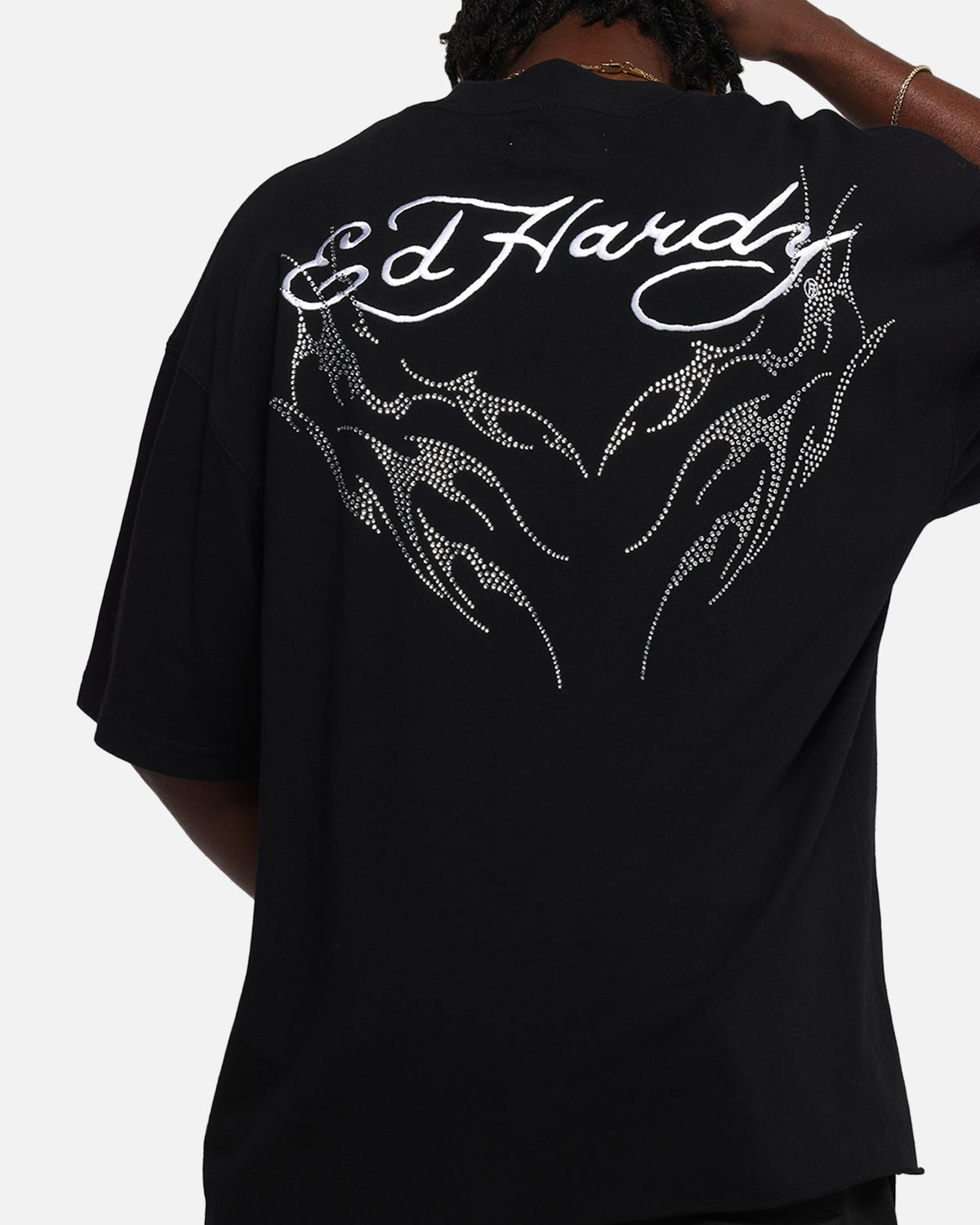 Ed Hardy Techno Rhinestone T-Shirt Black