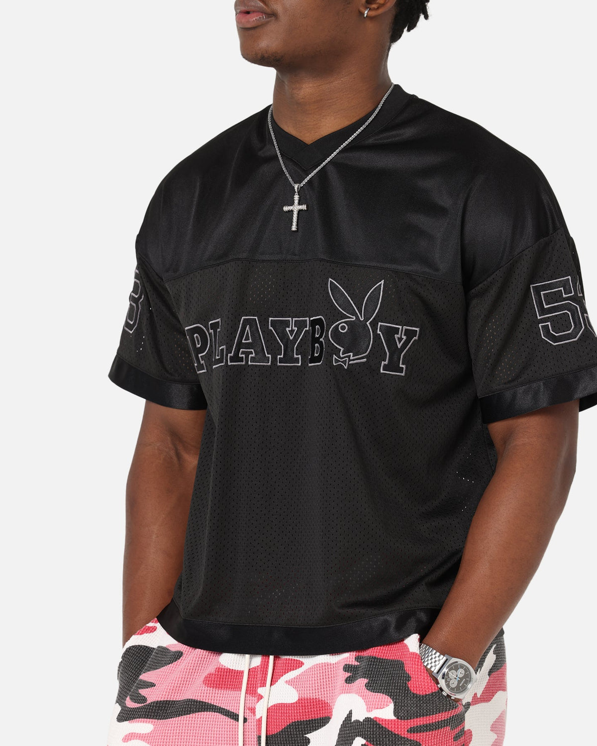 Playboy Boxy Football Jersey Black
