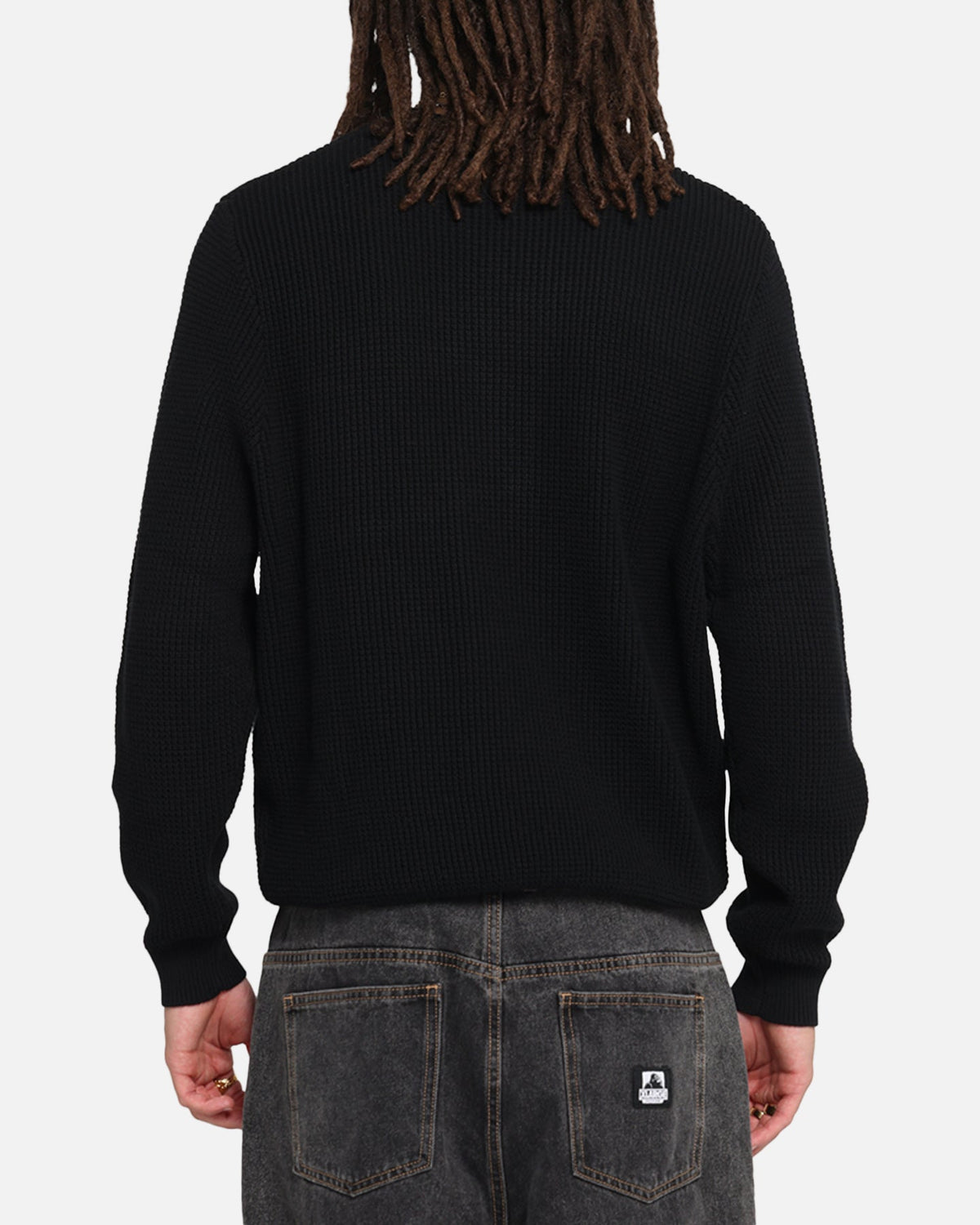 X-Large Script Waffle Knit Sweater Black
