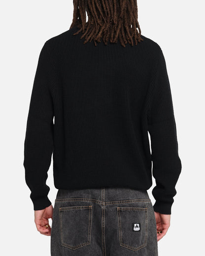 X-Large Script Waffle Knit Sweater Black