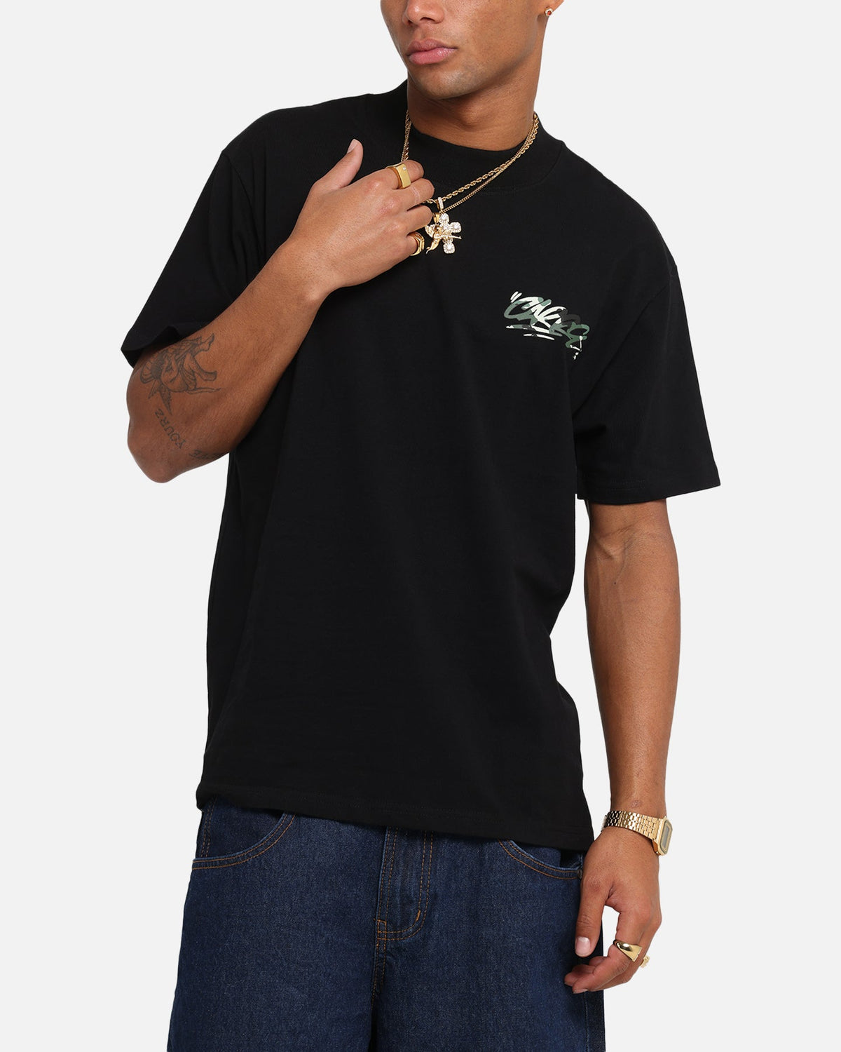 Carre Tag Mockneck T-Shirt Black