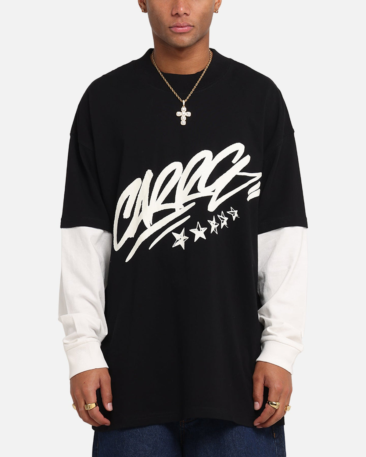 Carre Graffiti Layered Long Sleeve T-Shirt Black/Off White