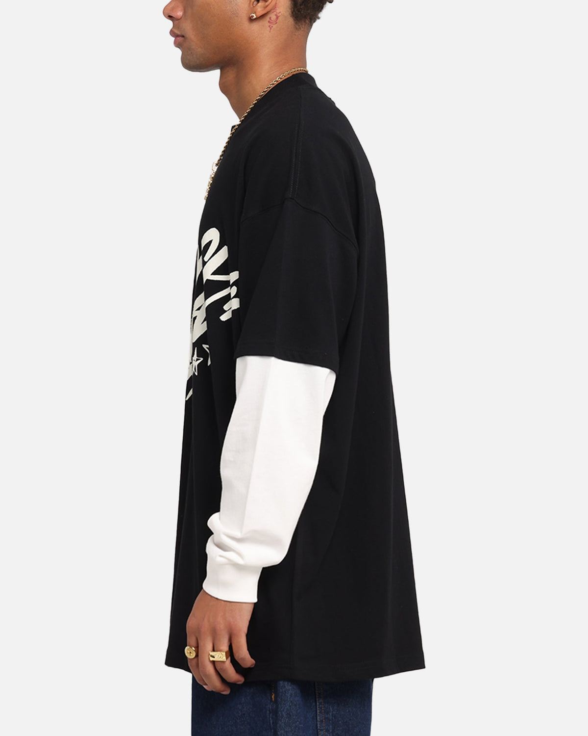 Carre Graffiti Layered Long Sleeve T-Shirt Black/Off White