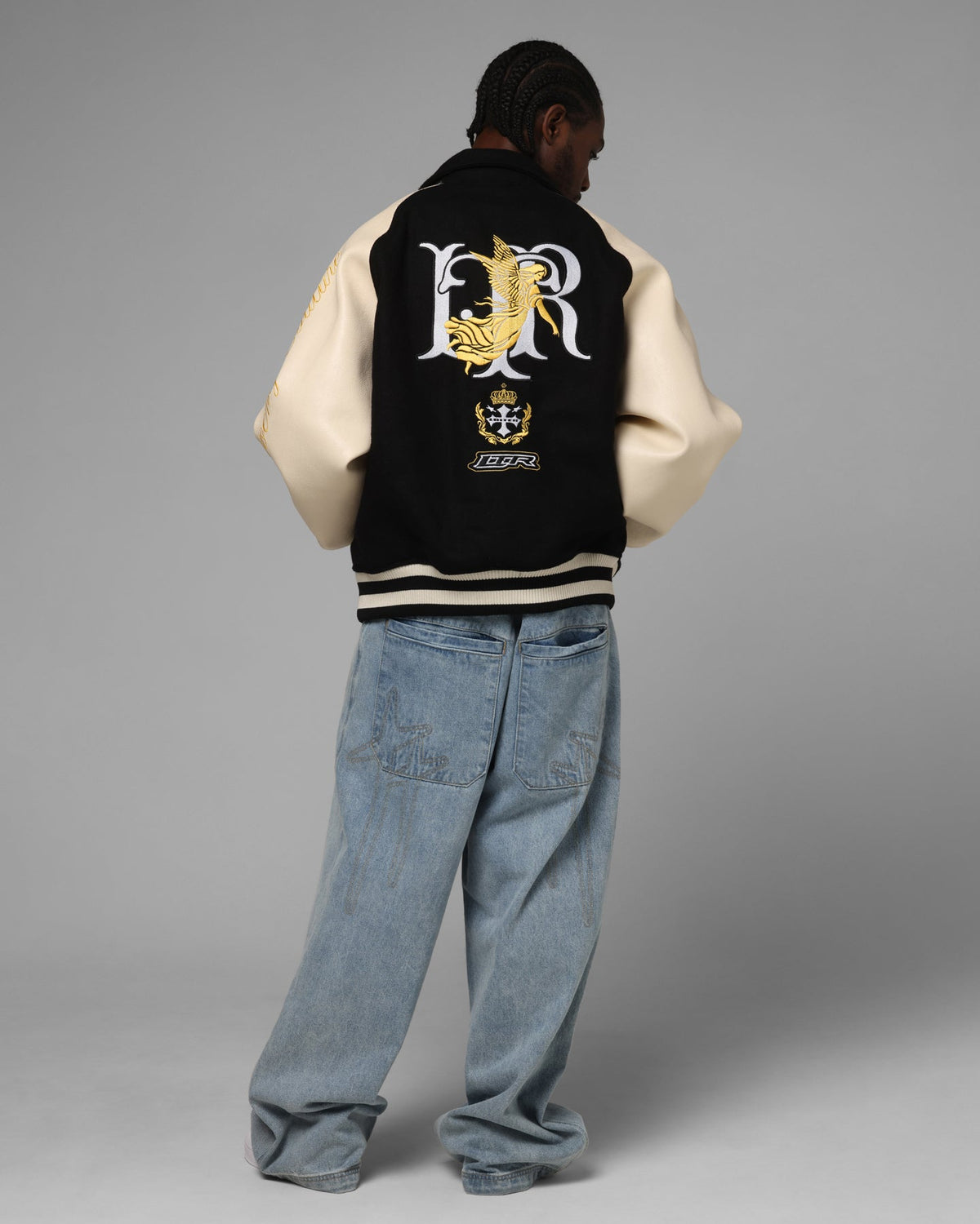 Loiter Heaven Varsity Jacket Black/Off White