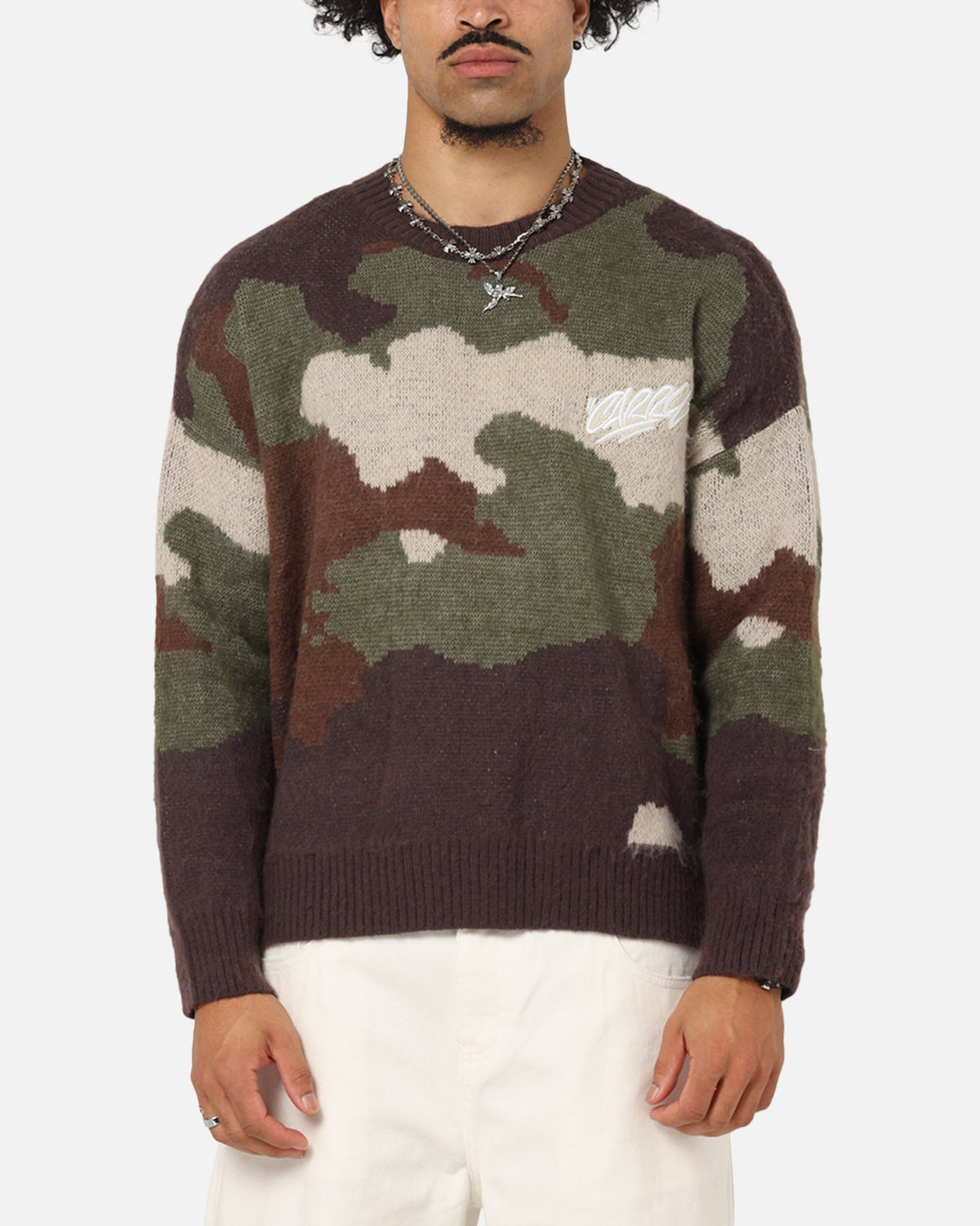 Carre Camo Brushed Sweater Woodland Camo