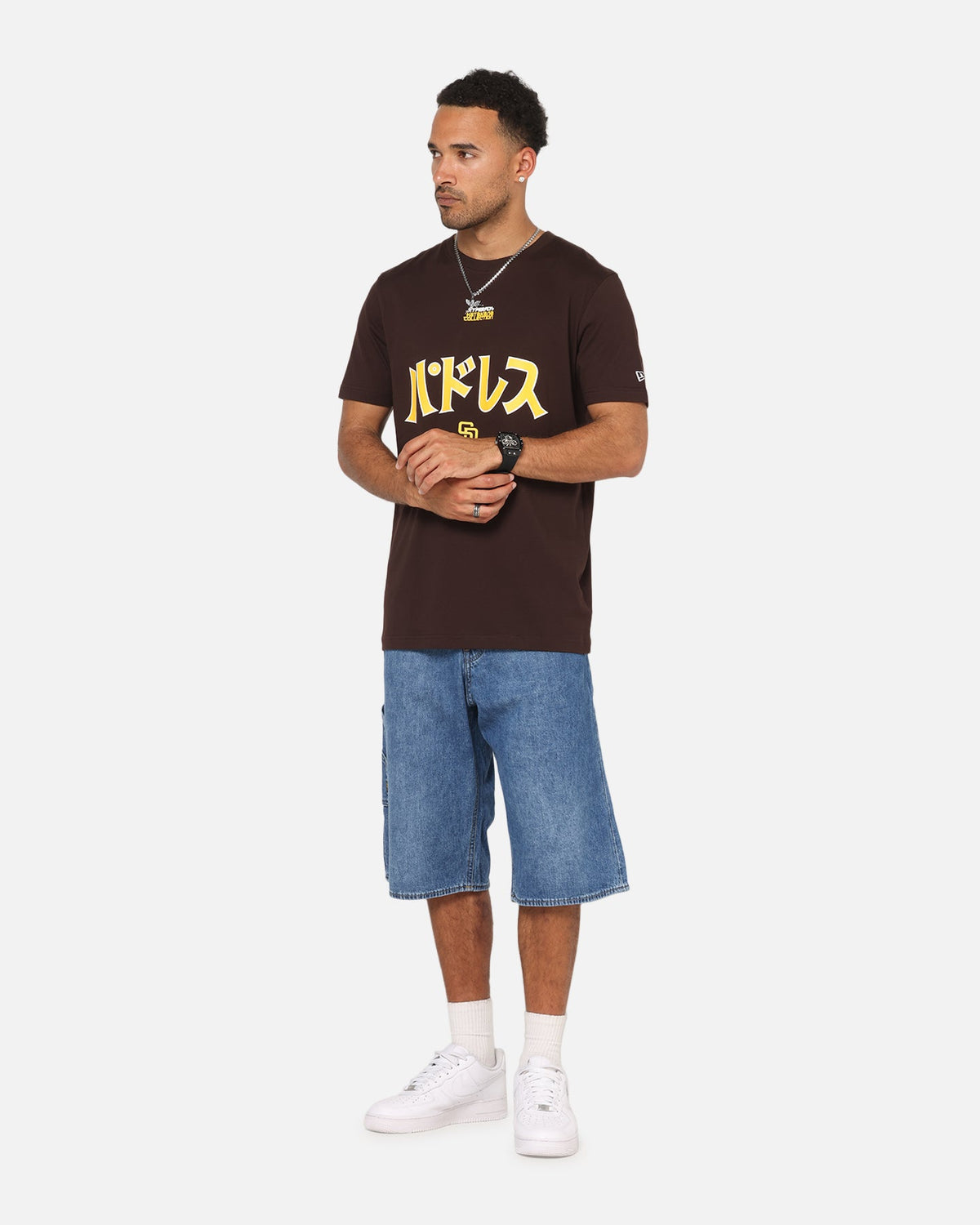 New Era San Diego Padres 'Hyperfly Katakana x MLB' T-Shirt Dark Brown
