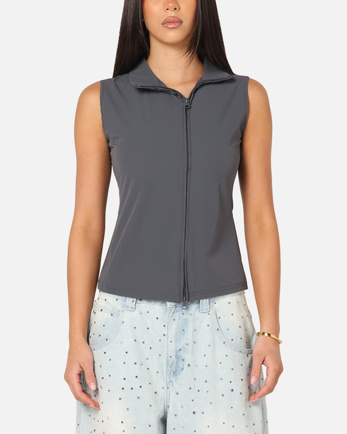 XXIII Women's Asymmetric Zip Top Grey