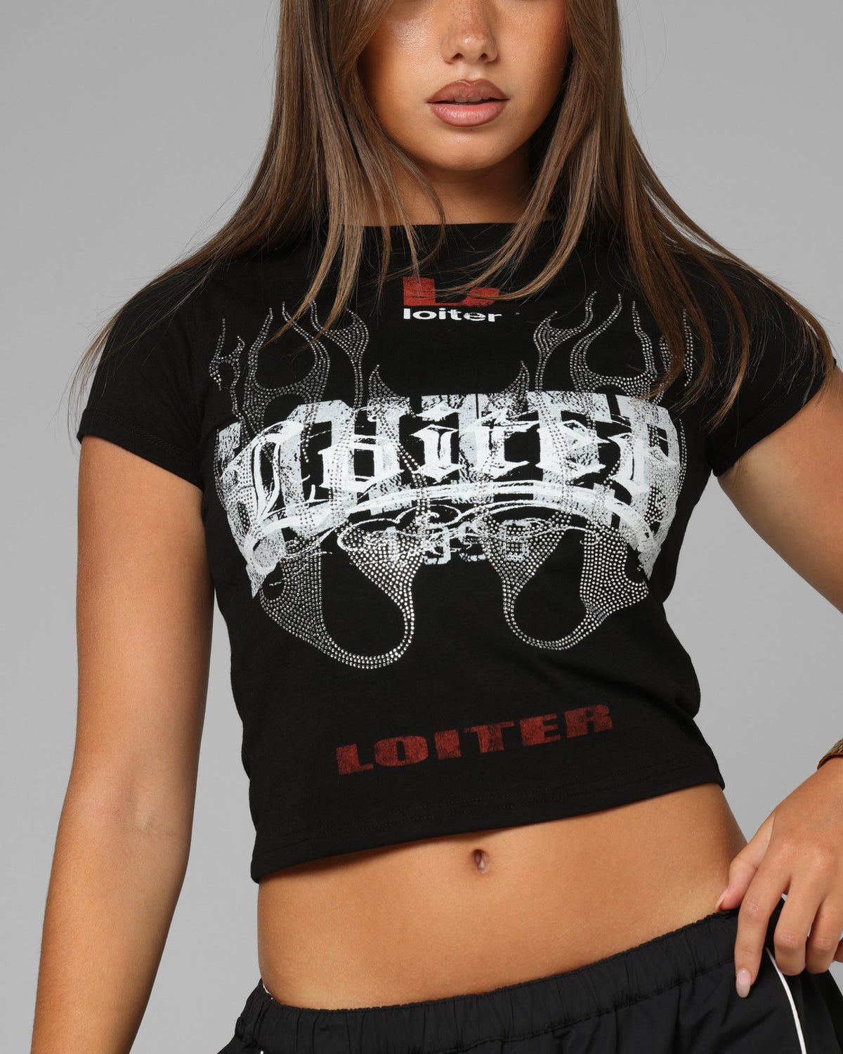 Loiter Women's Lowrider Crop T-Shirt Black