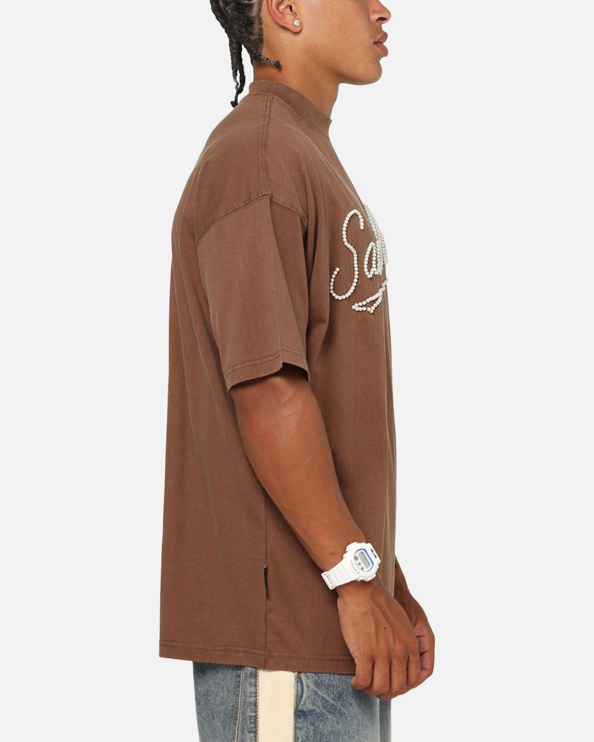 Saint Morta Pearl Script T-Shirt Washed Brown