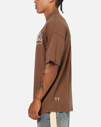 Saint Morta Pearl Script T-Shirt Washed Brown