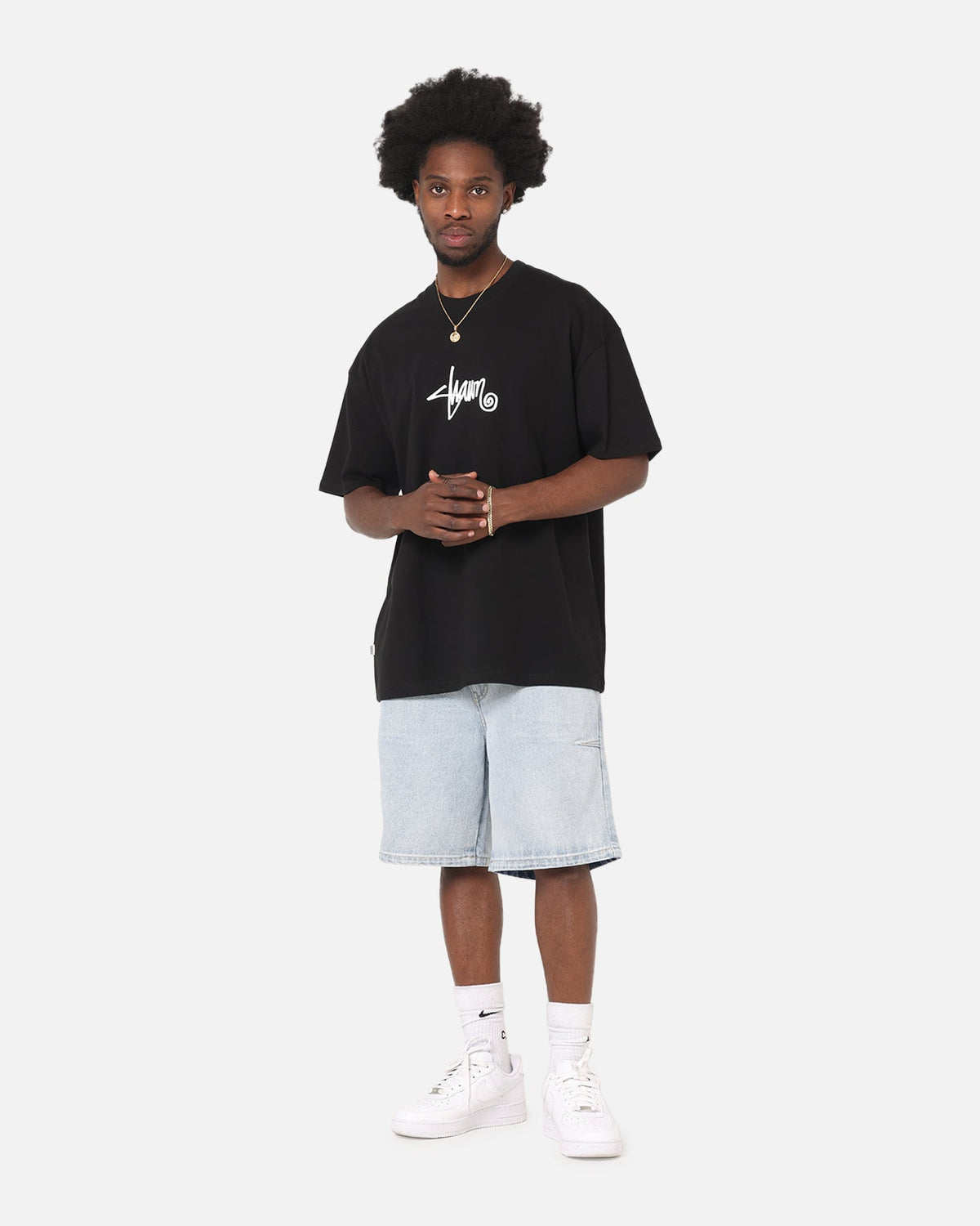 S Double Small Stock T-Shirt Black