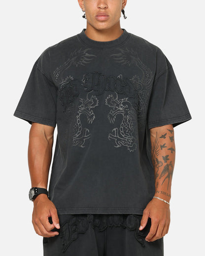 Ed Hardy Double Dragon Applique T-Shirt Black