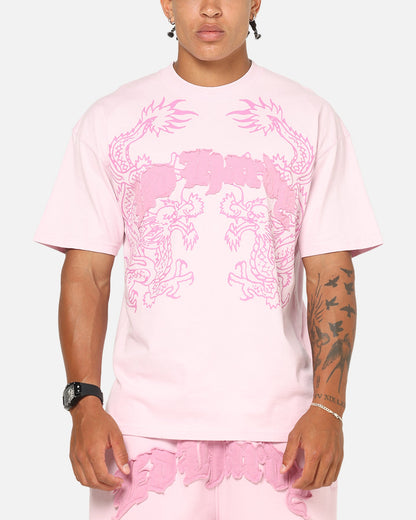 Ed Hardy Double Dragon Applique T-Shirt Pink