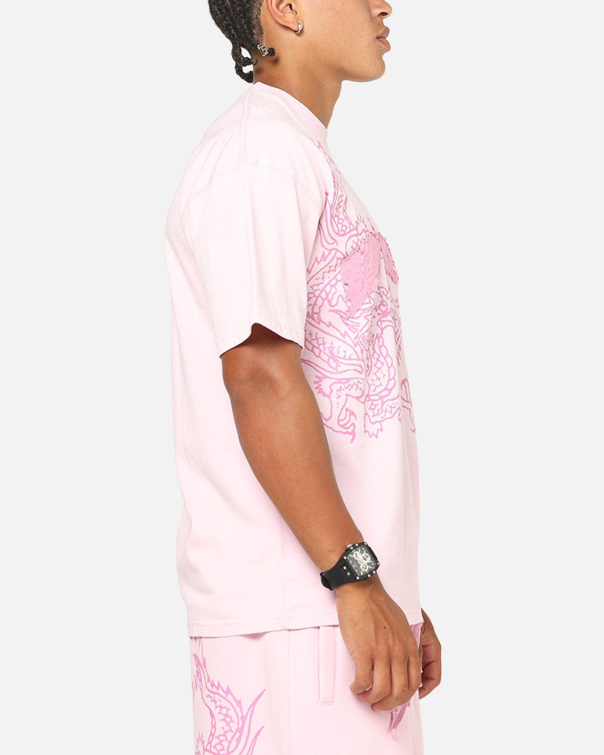 Ed Hardy Double Dragon Applique T-Shirt Pink