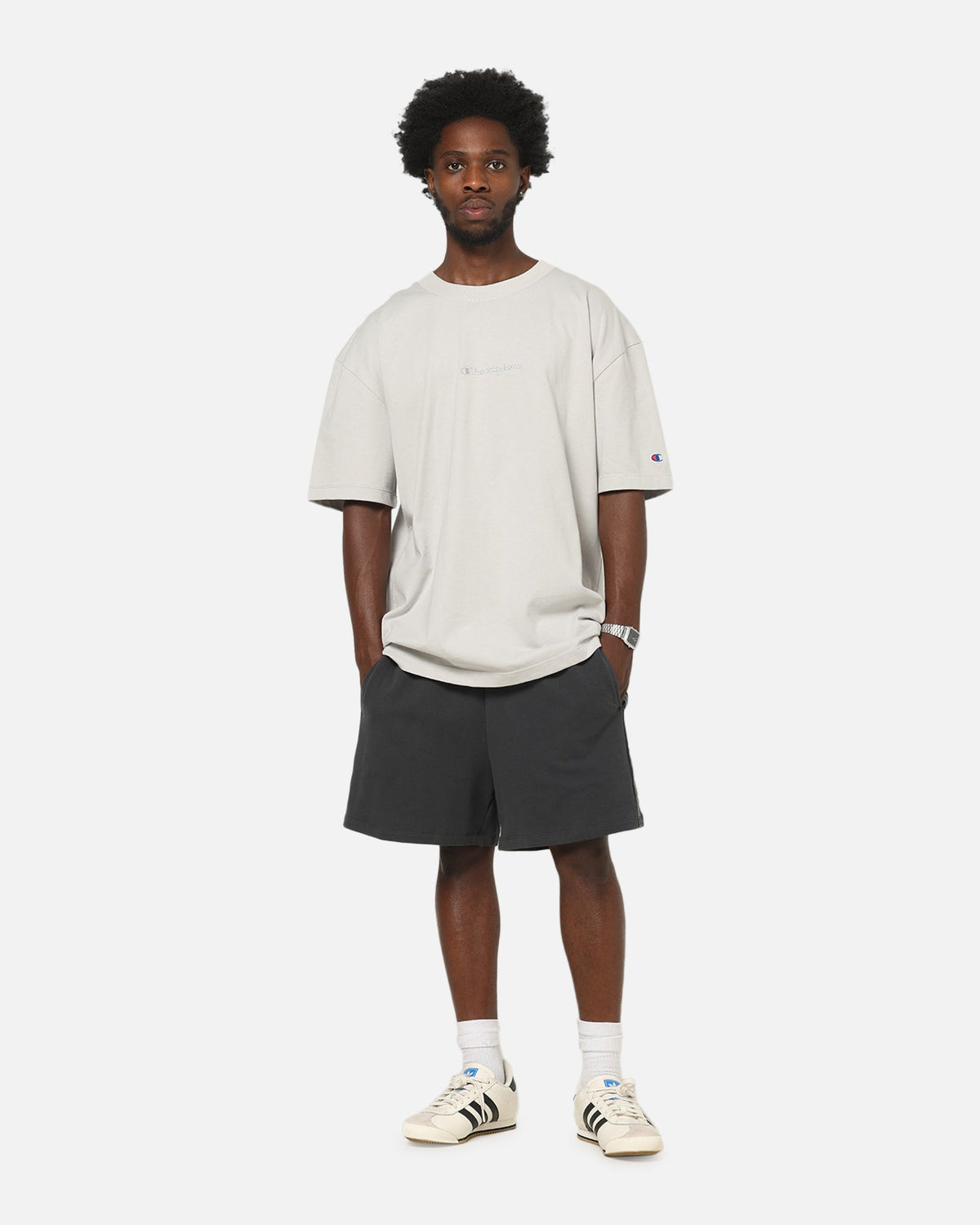 Champion Heritage New Script T-Shirt Iron Grey