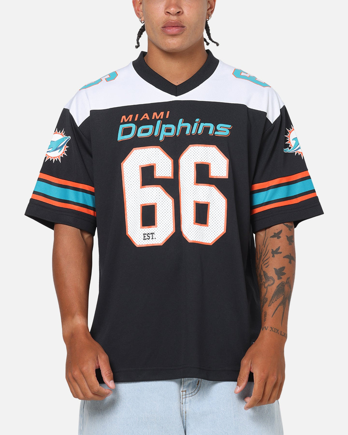 Majestic Athletic Miami Dolphins Glenver Mesh Oversized T-Shirt Black