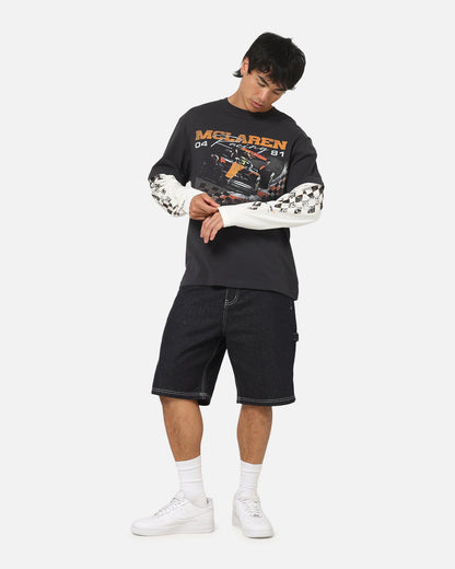 Mitchell & Ness X Mclaren Checkered Vintage Long Sleeve T-Shirt Black/Vintage White