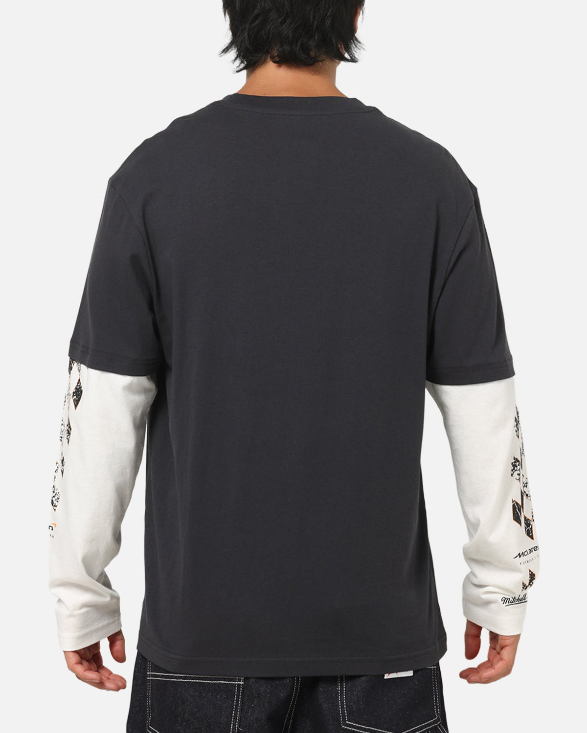 Mitchell & Ness X Mclaren Checkered Vintage Long Sleeve T-Shirt Black/Vintage White