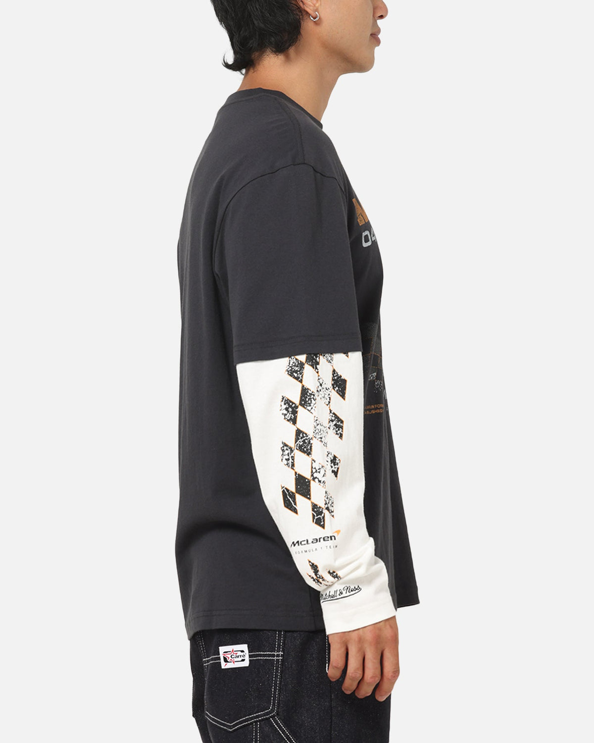Mitchell & Ness X Mclaren Checkered Vintage Long Sleeve T-Shirt Black/Vintage White