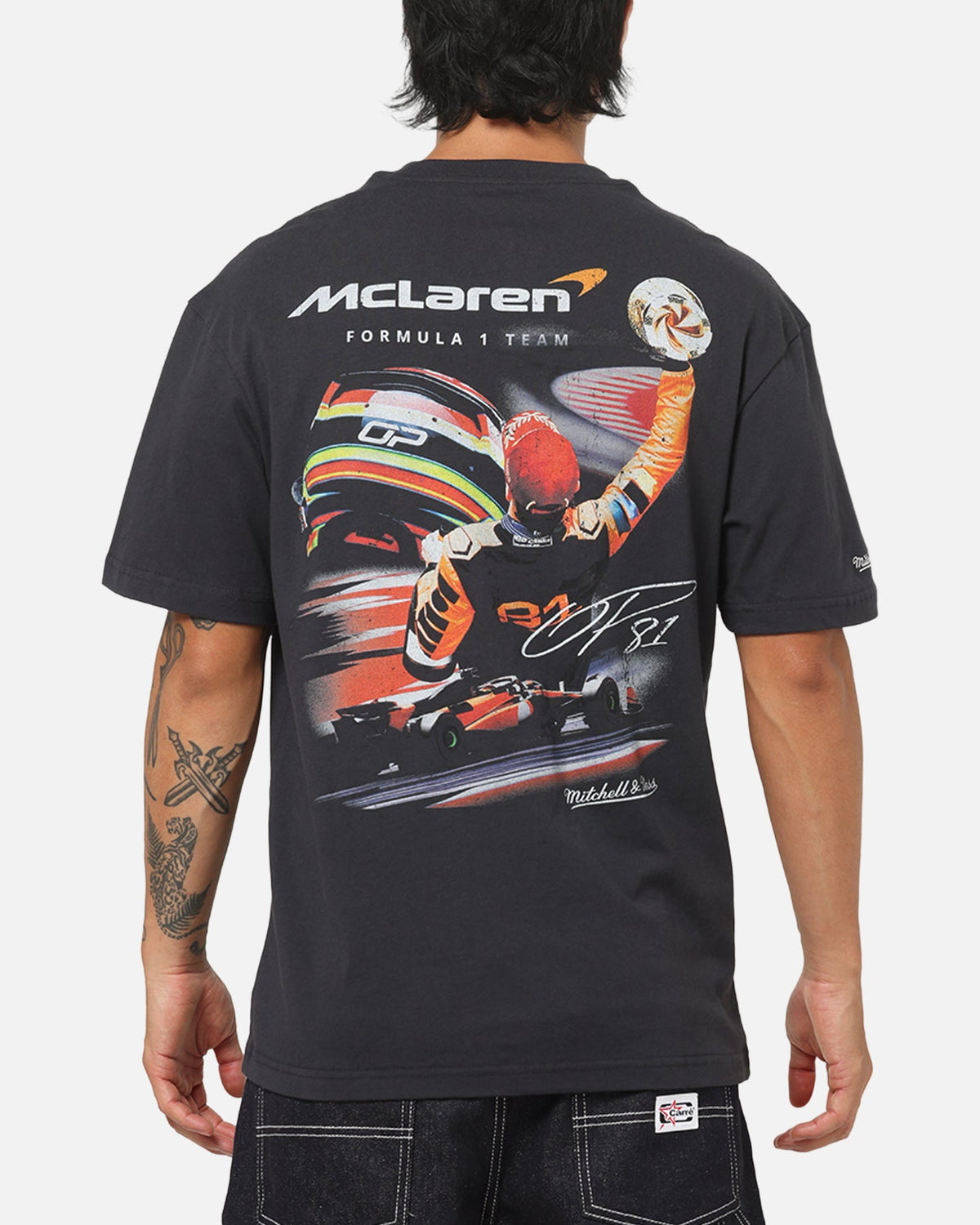 Mitchell & Ness X Mclaren Oscar Piastri Signature T-Shirt Washed Black