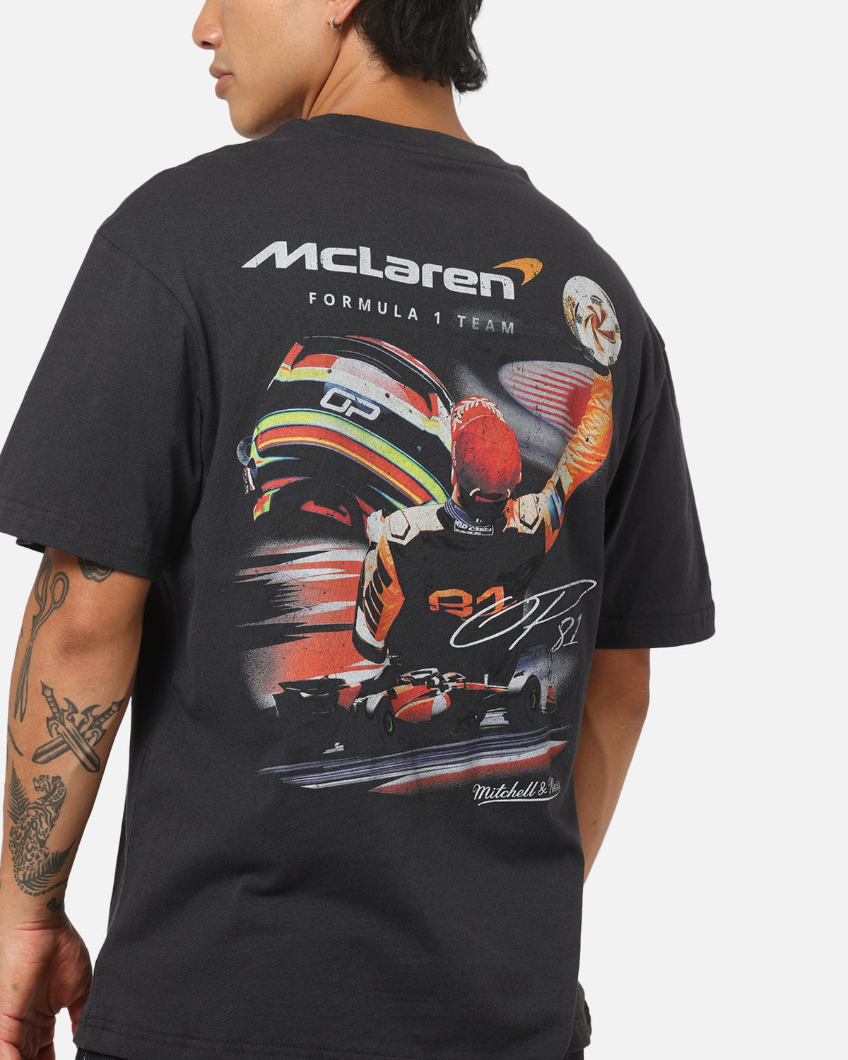 Mitchell & Ness X Mclaren Oscar Piastri Signature T-Shirt Washed Black