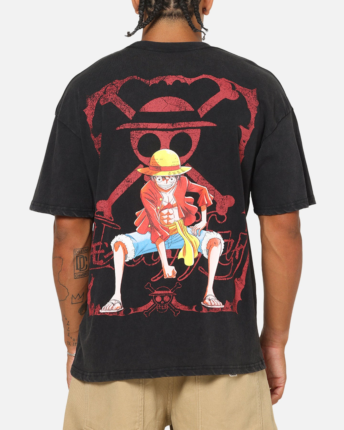 73Studio X One Piece Luffy Vintage T-Shirt Off Black