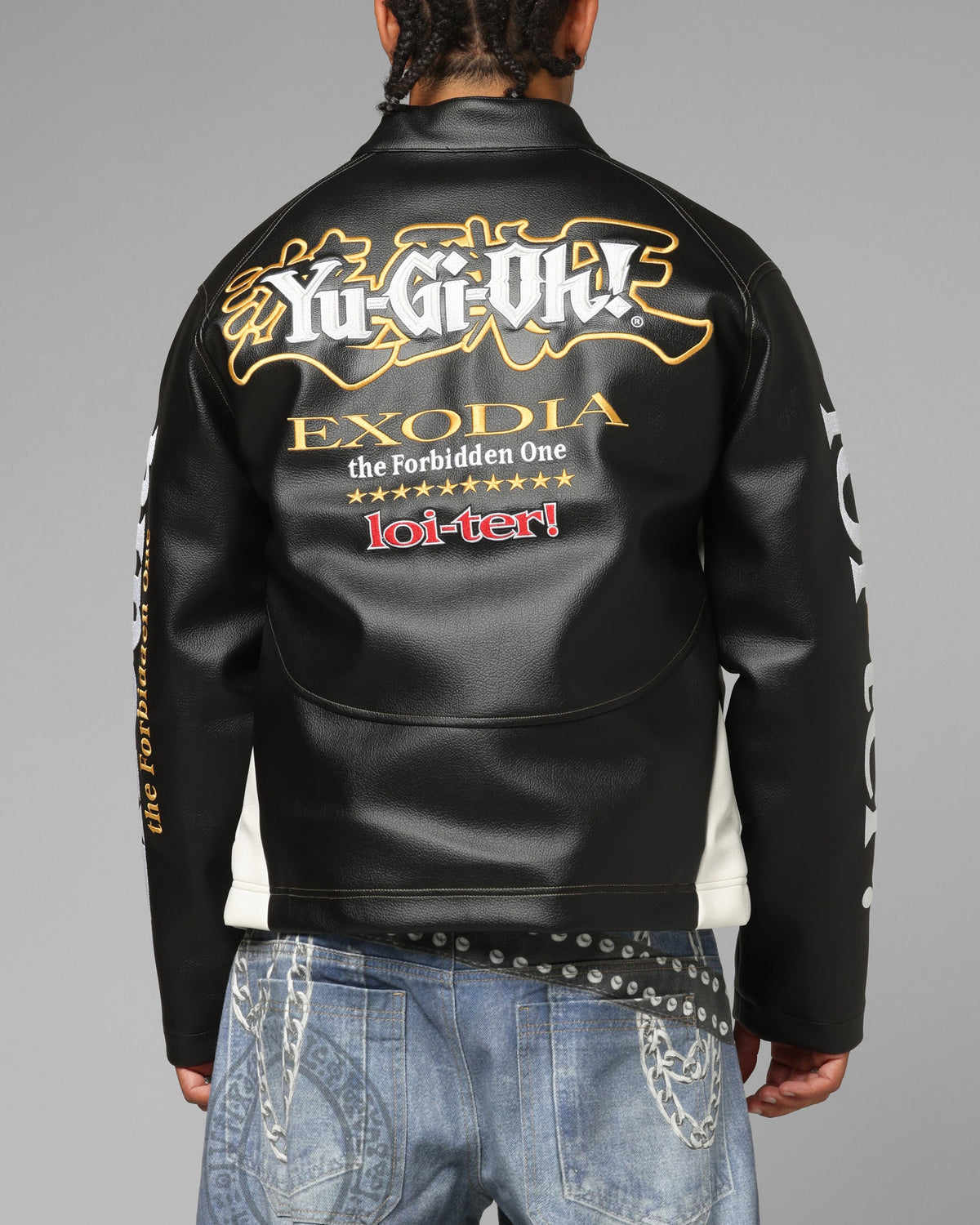 Loiter X Yu-Gi-Oh! Exodia Biker Jacket Black/Off White