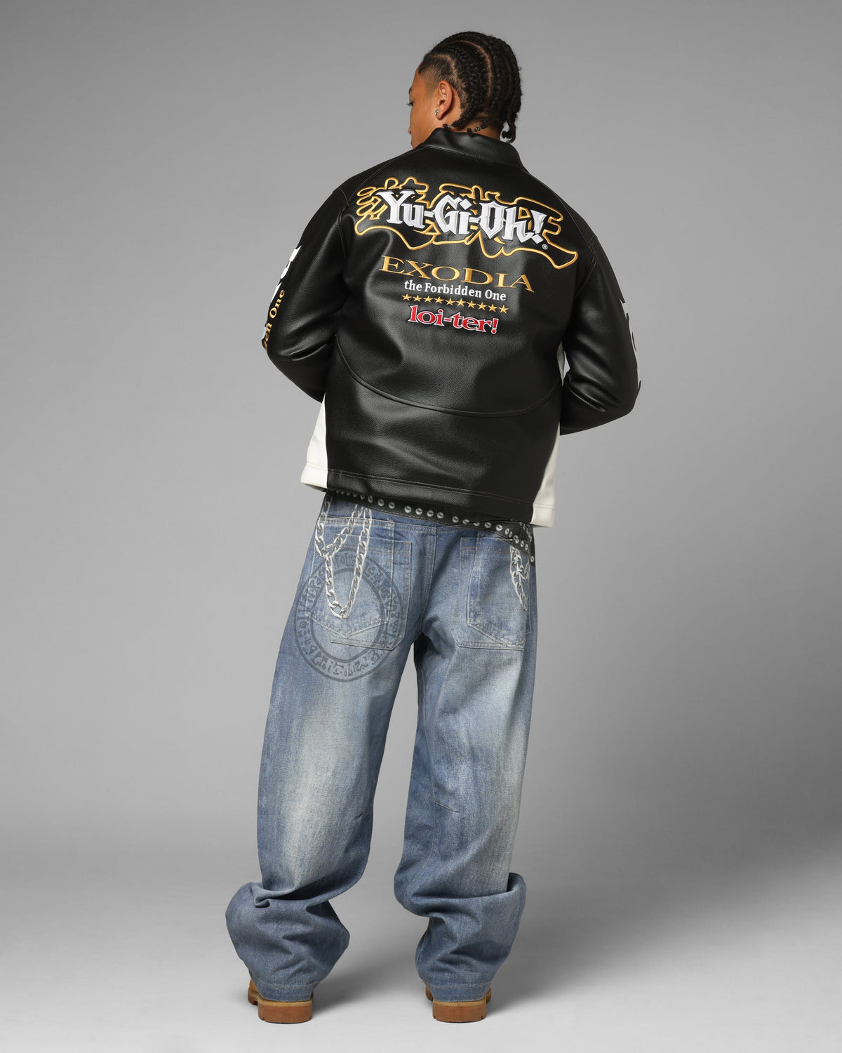 Loiter X Yu-Gi-Oh! Exodia Biker Jacket Black/Off White
