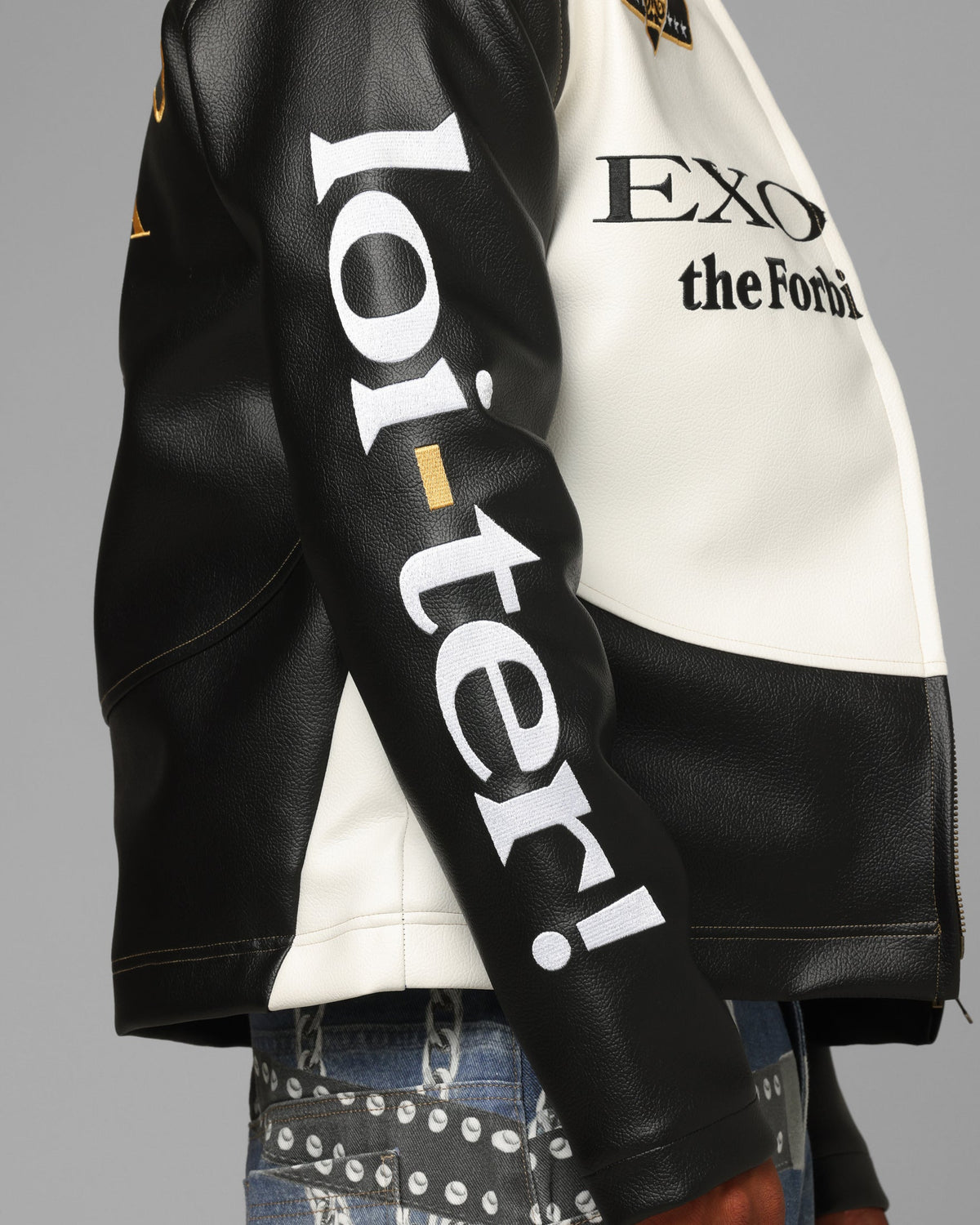 Loiter X Yu-Gi-Oh! Exodia Biker Jacket Black/Off White
