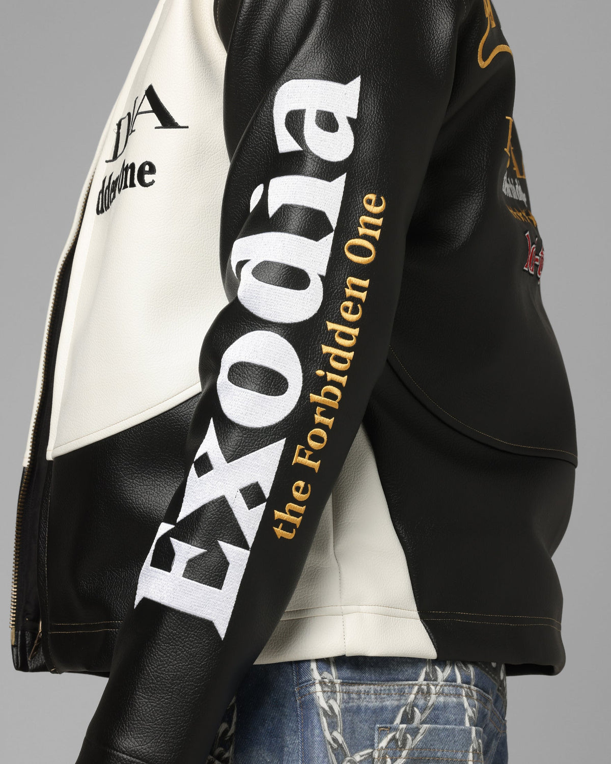 Loiter X Yu-Gi-Oh! Exodia Biker Jacket Black/Off White