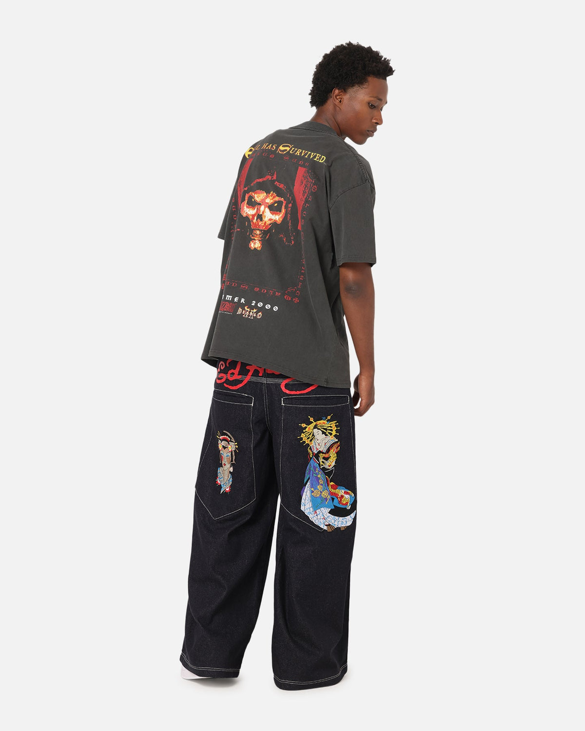 73Studio X Diablo Halloween Summer 2000 Vintage T-Shirt Black Wash