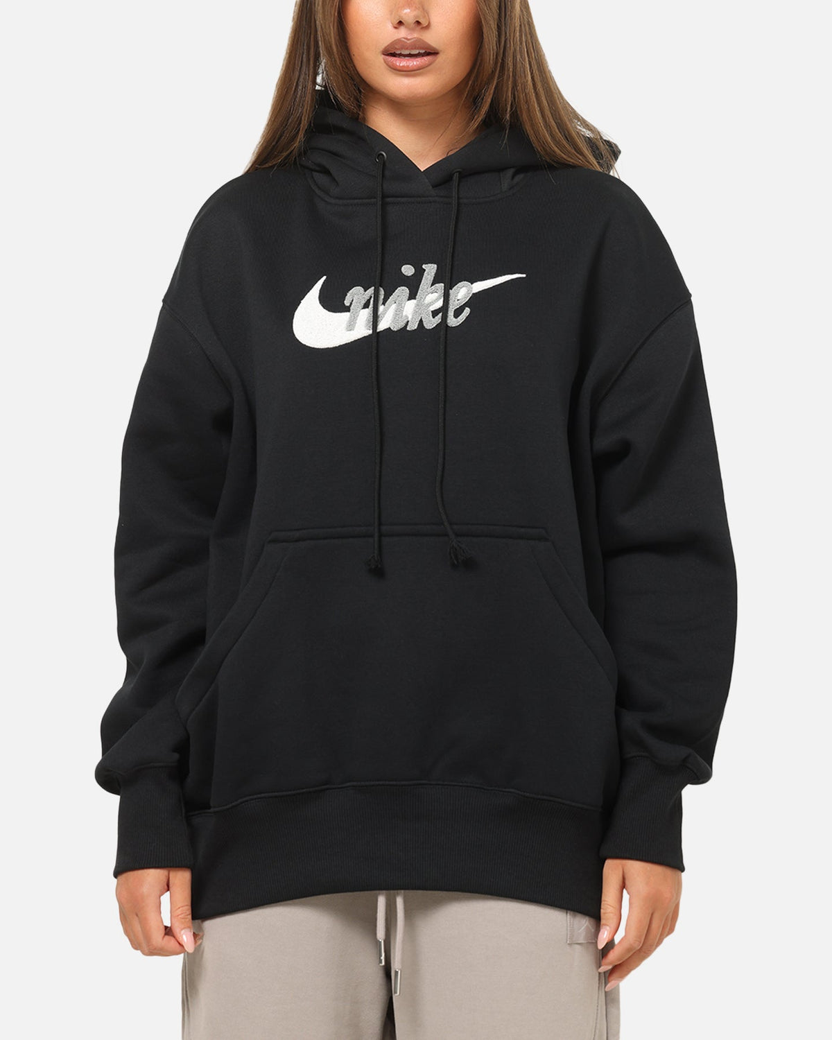 Nike Women's Sportswear Phoenix Fleece Oversized Logo Hoodie Black/Summit White