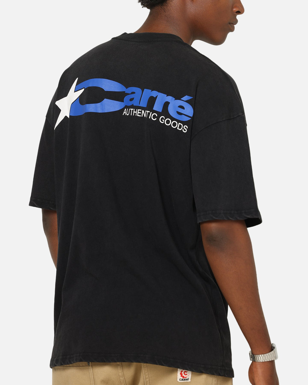 Carre Star Mark T-Shirt Black Acidwash