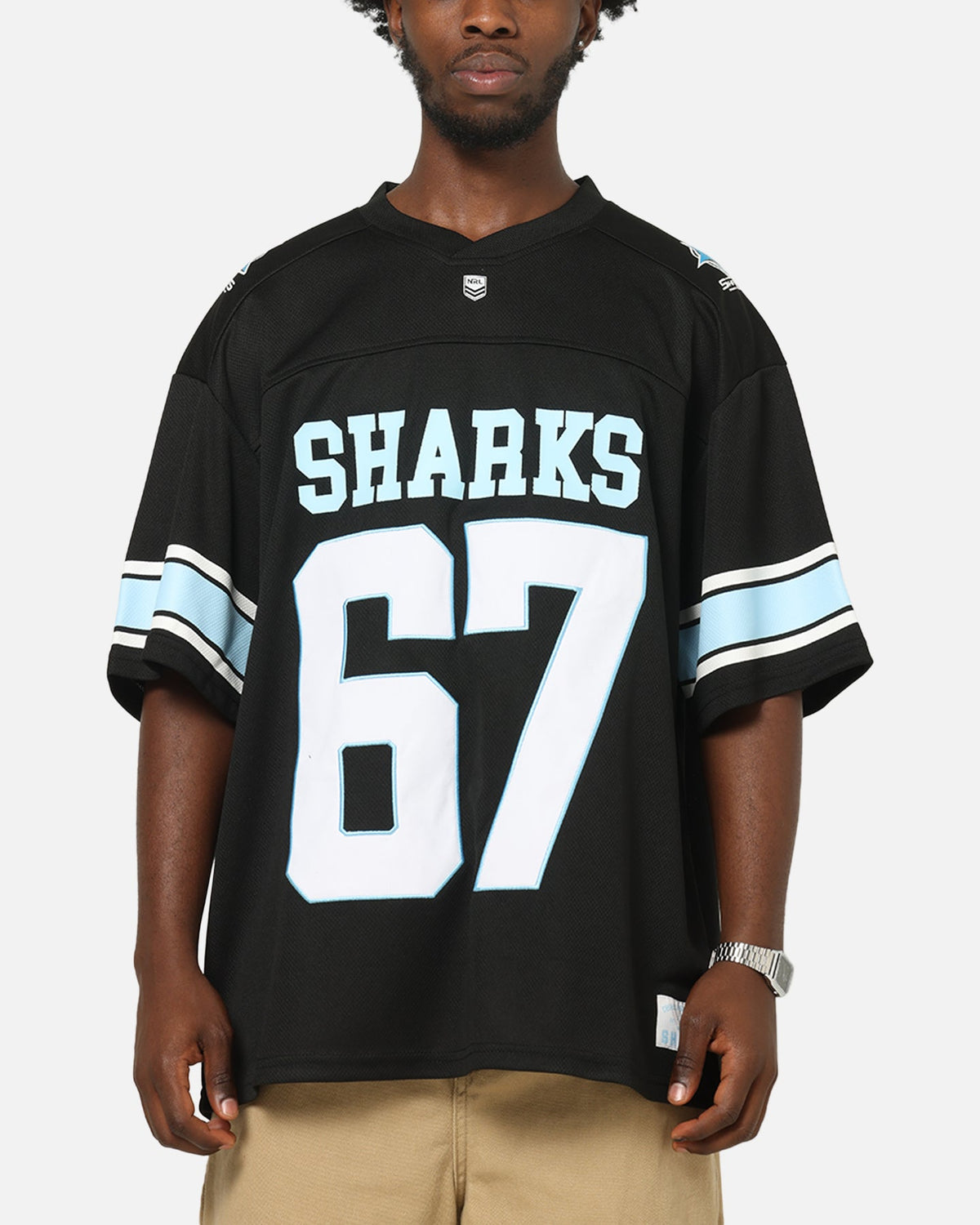 Bleacher Athletic Cronulla-Sutherland Sharks NRL Gridiron Mesh Jersey Official Team Color