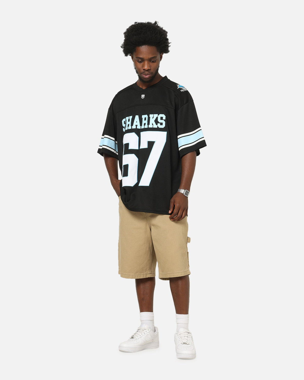 Bleacher Athletic Cronulla-Sutherland Sharks NRL Gridiron Mesh Jersey Official Team Color