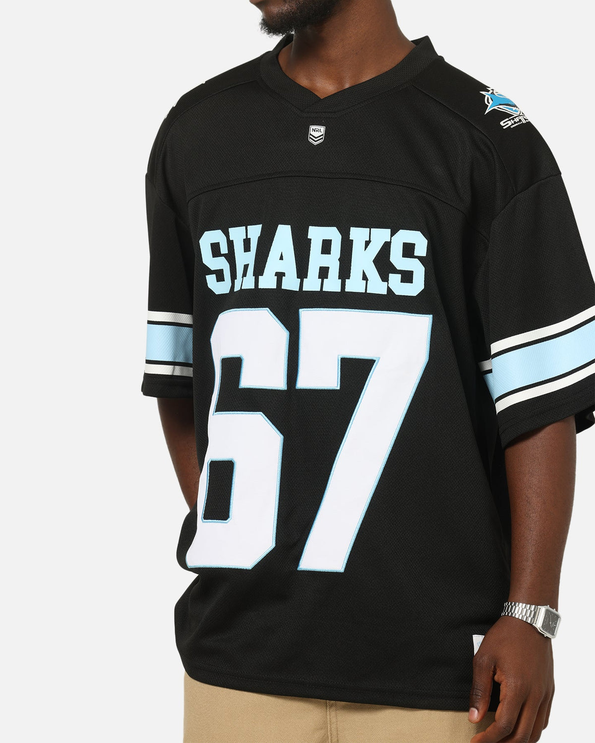Bleacher Athletic Cronulla-Sutherland Sharks NRL Gridiron Mesh Jersey Official Team Color