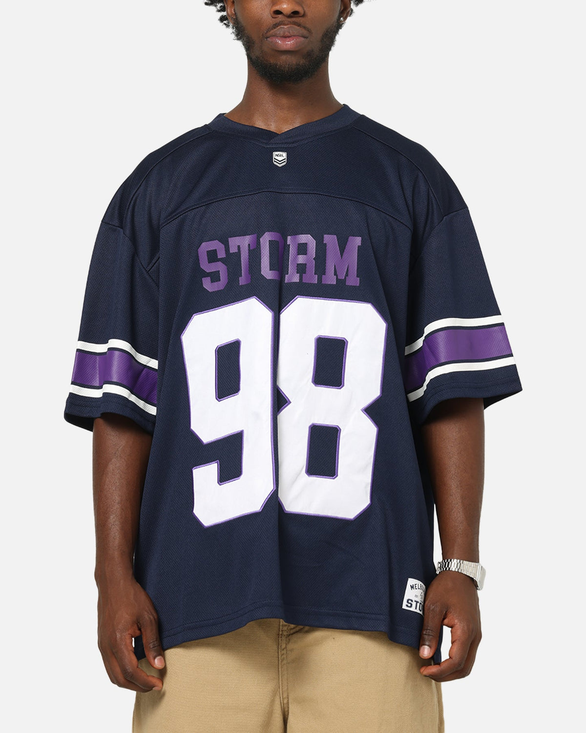 Bleacher Athletic Melbourne Storm NRL Gridiron Mesh Jersey Official Team Color