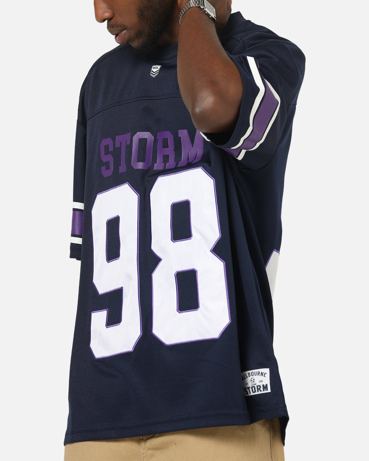 Bleacher Athletic Melbourne Storm NRL Gridiron Mesh Jersey Official Team Color