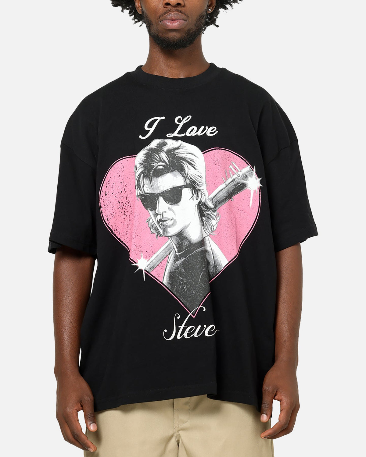 73Studio X Stranger Things I Love Steve Heavy T-Shirt Black