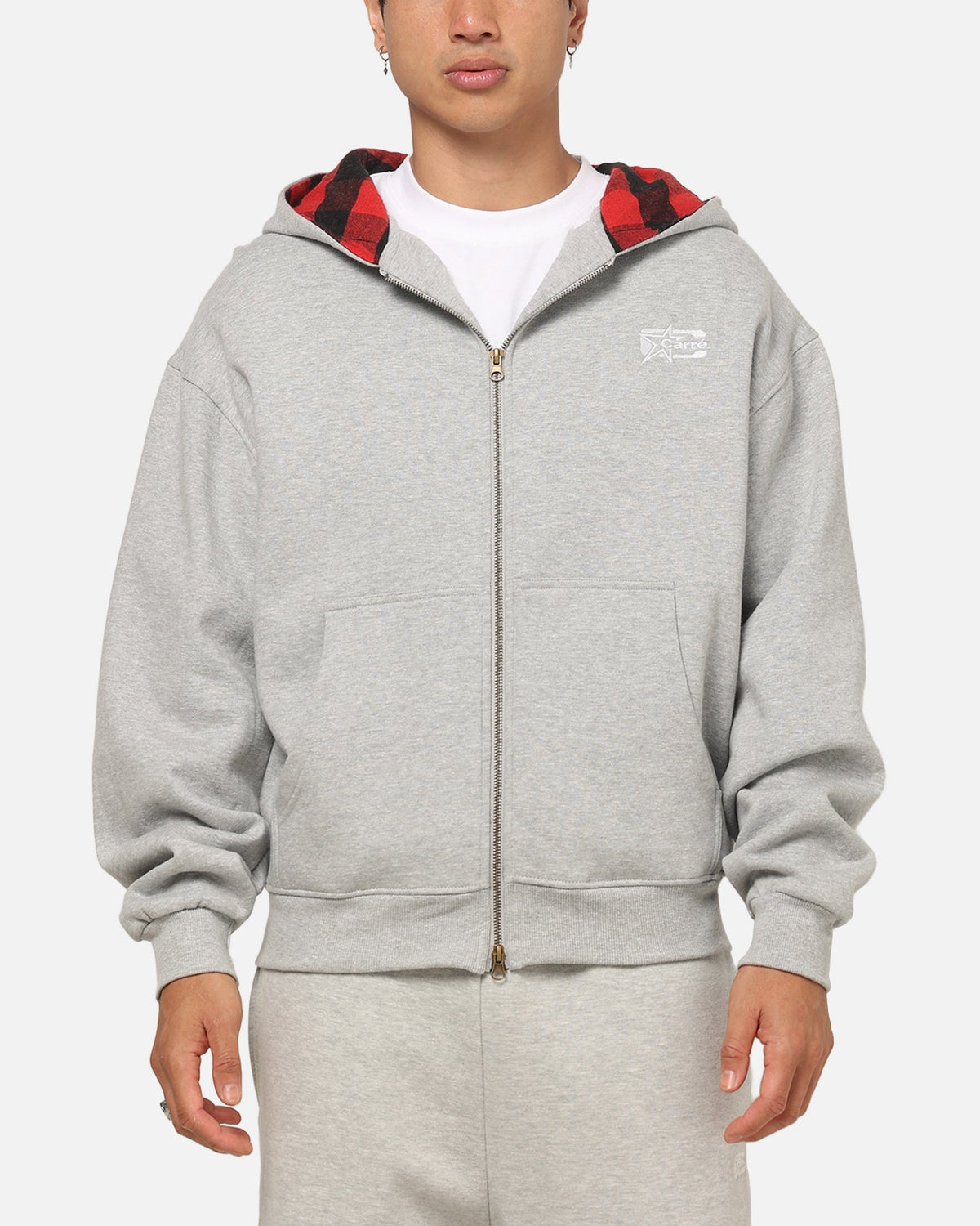 Carre True Form Hoodie Grey Marle/Plaid