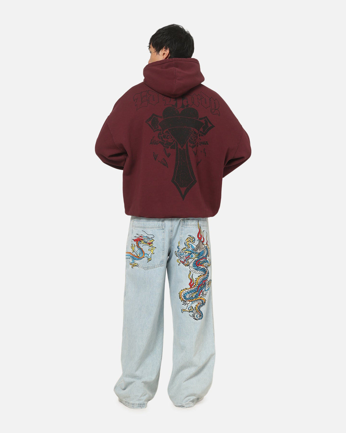 Ed Hardy Sacred Heart Hoodie Burgundy