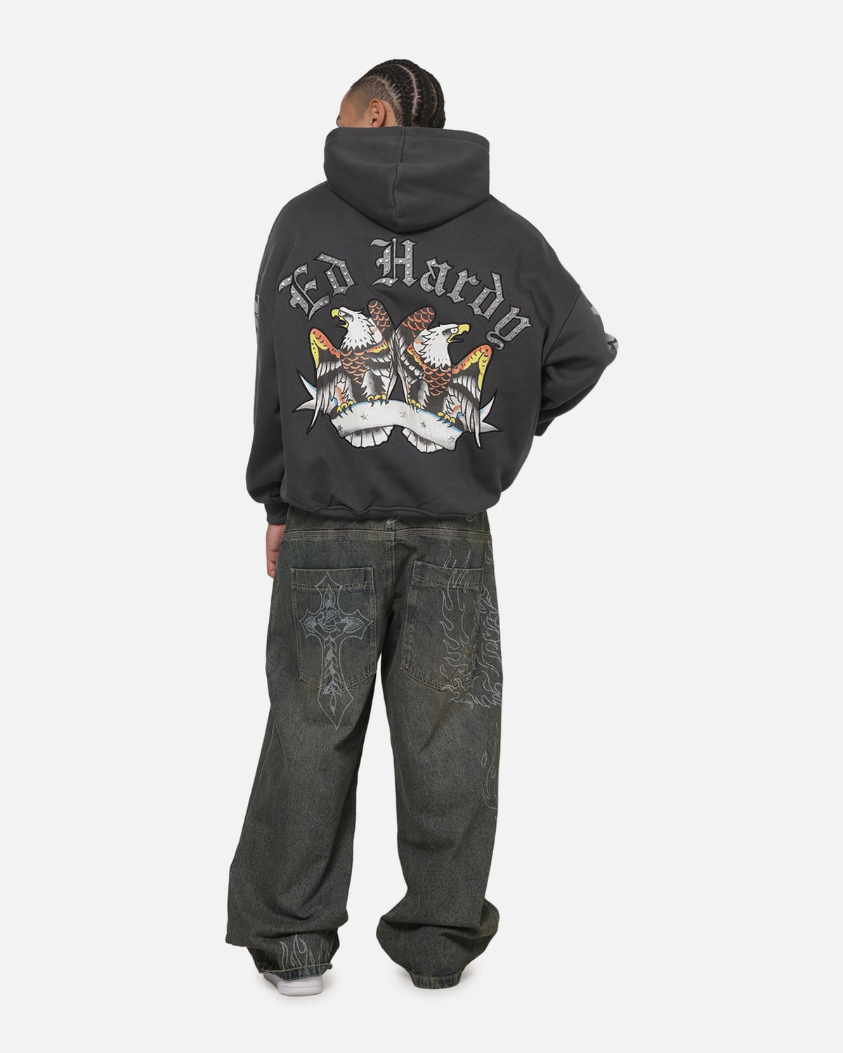 Ed Hardy Chrome Hoodie Washed Black