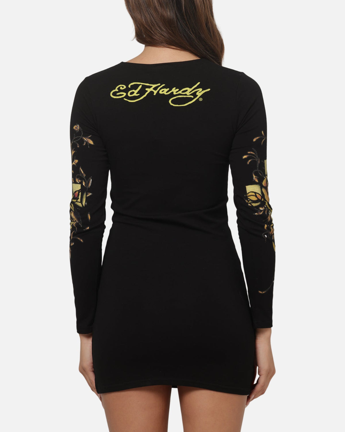 Ed Hardy Women's Divine Long Sleeve Dress Black
